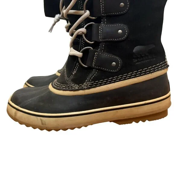 Sorel Joan of Arctic Knit II Waterproof Winter Boots Black Womens Size 9 Lace Up - Picture 6 of 9